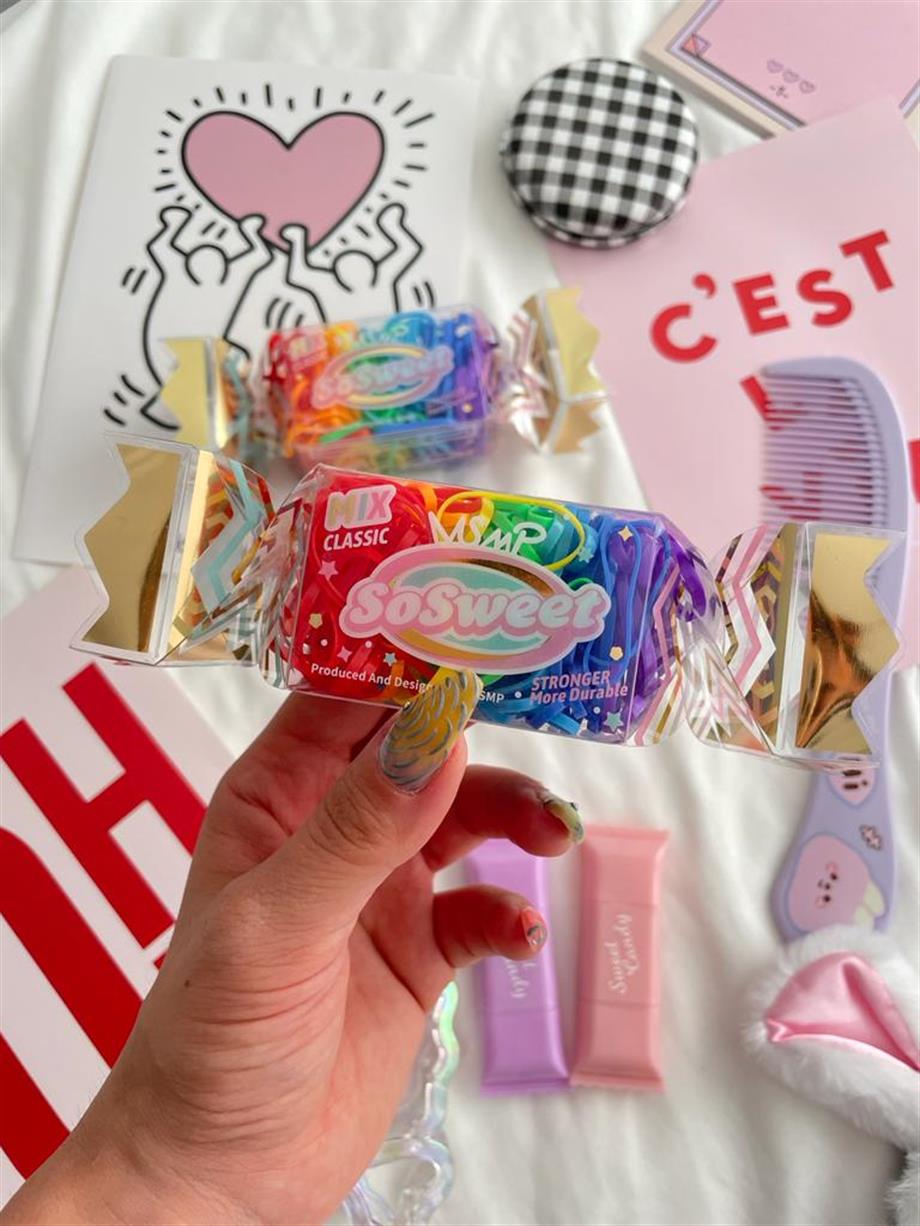 Candy So Sweet Renkli Perma Lastik Toka Seti