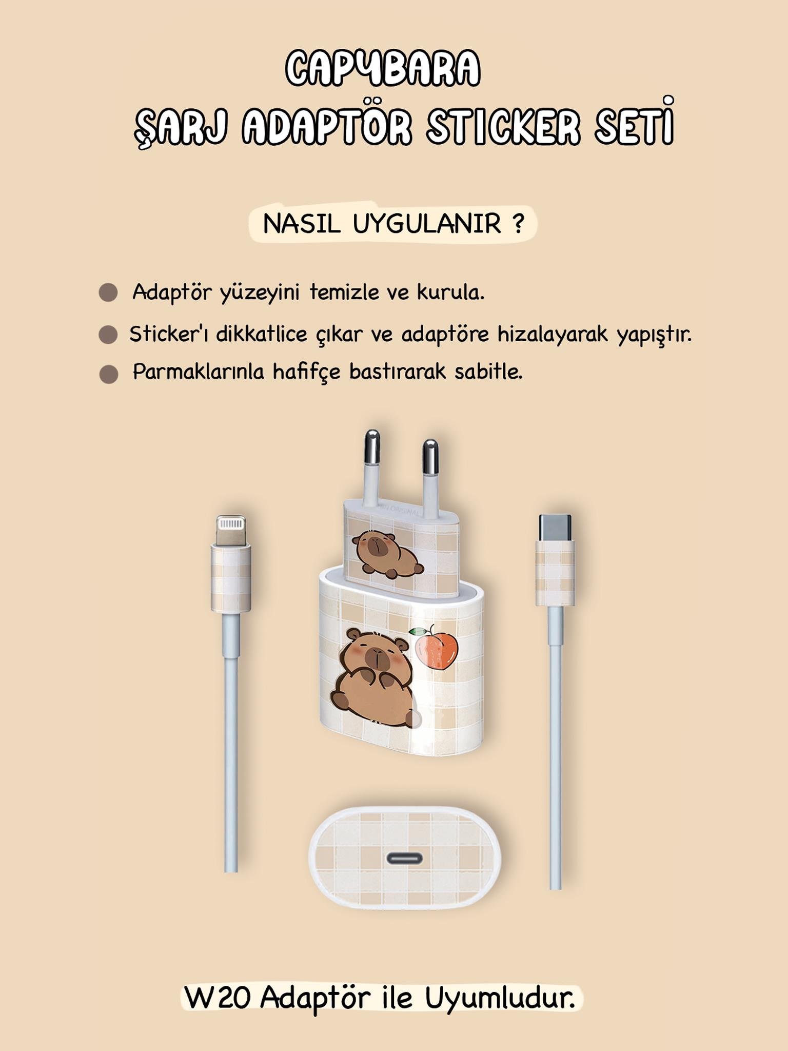Capybara Şarj Adaptör Sticker Seti