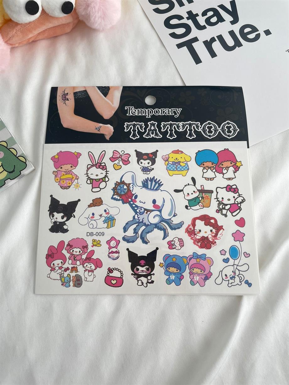 Cinnamoroll Çoklu Geçici Dövme Seti
