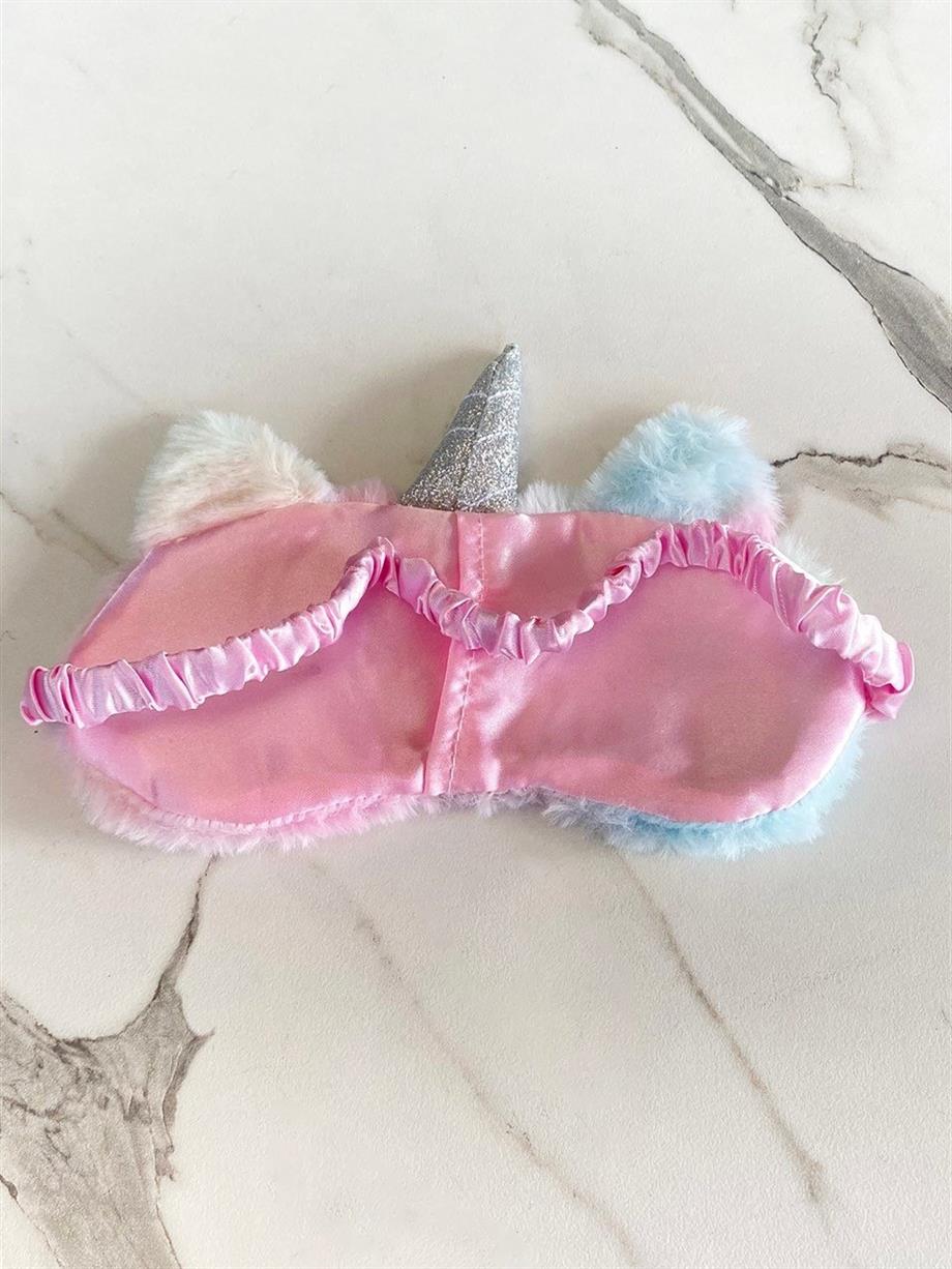 Çok Renkli Unicorn Peluş Uyku Maskesi