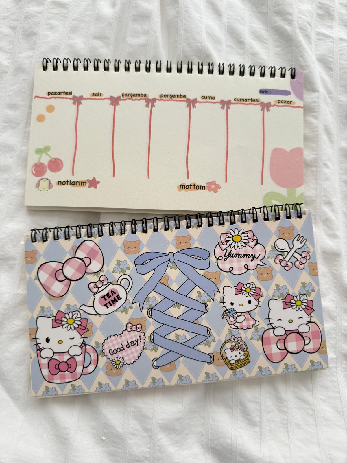 Coquette Kitty Kawaii Tasarımlı Klavye Önü Haftalık Planlayıcı