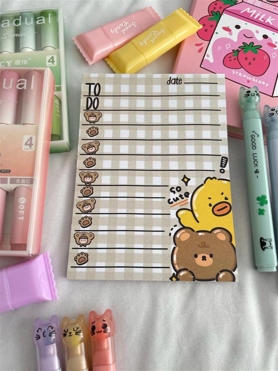 Cute Bear and Chick To Do List