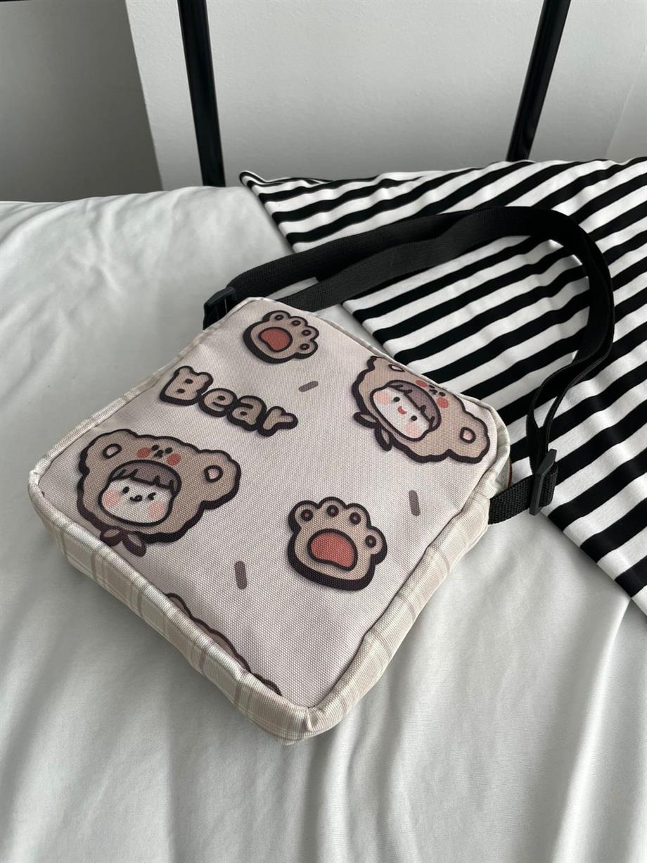 Cute Bear Fileli Crossbody Çanta