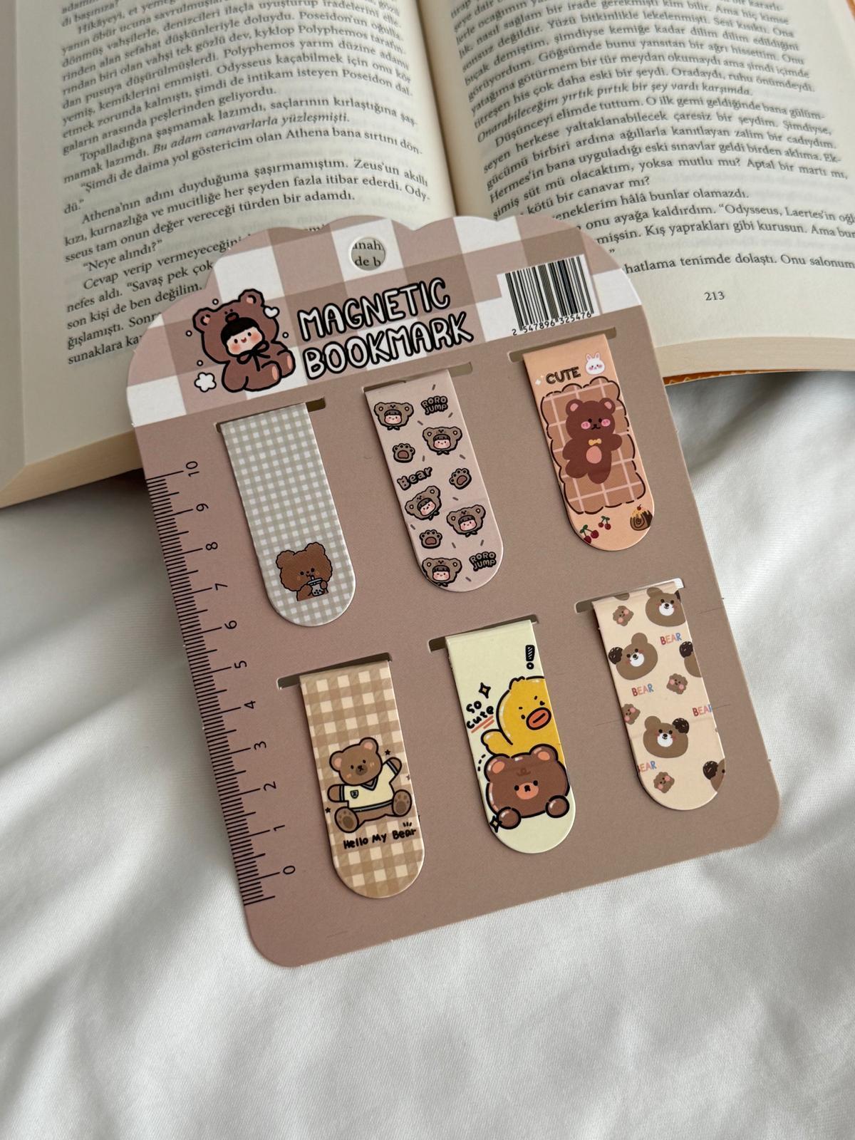 Cute Bear Magnetic Bookmark / Kitap Ayracı 6lı Set