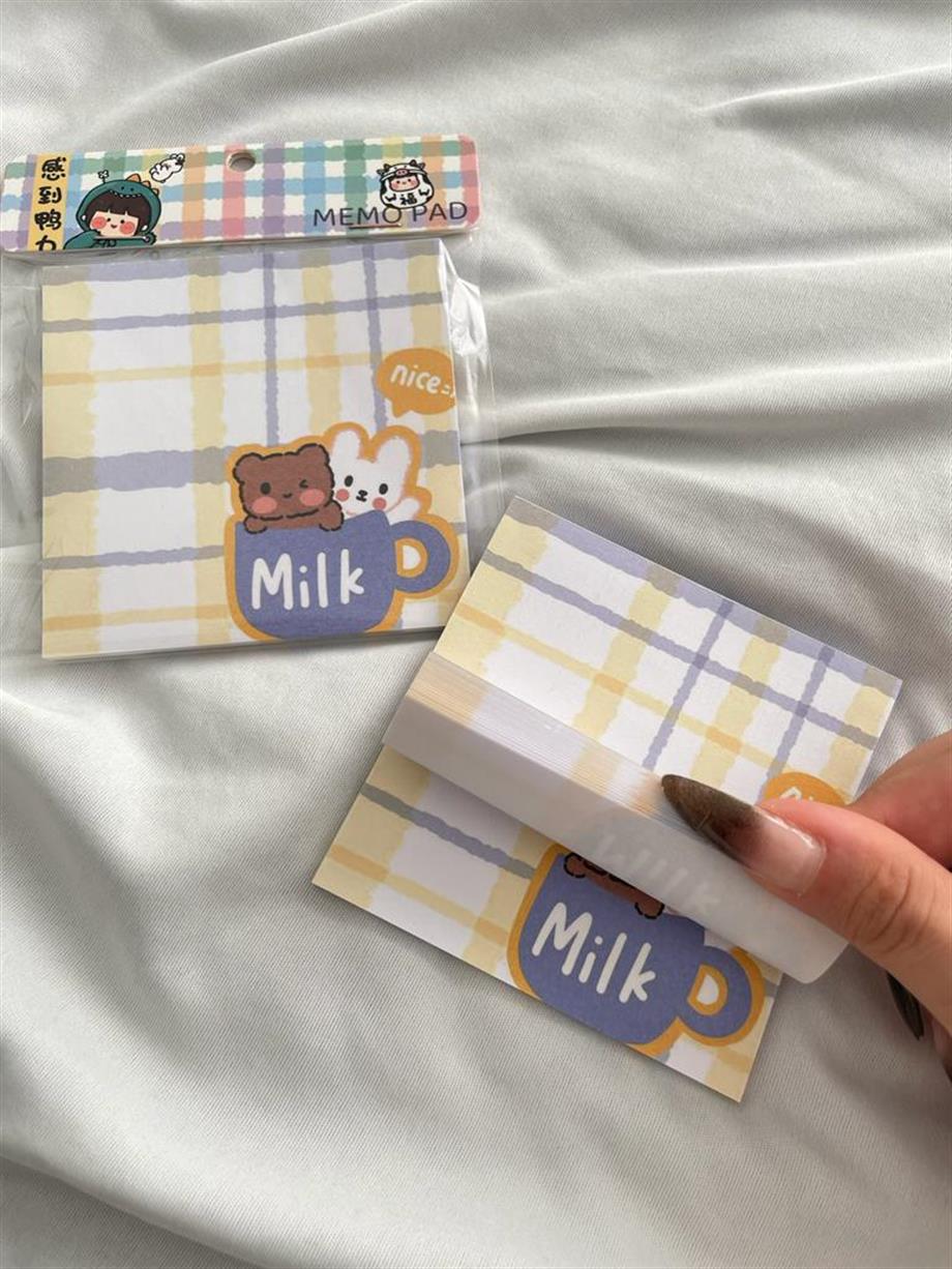 Cute Milk Memo Pad Kare Not Defteri