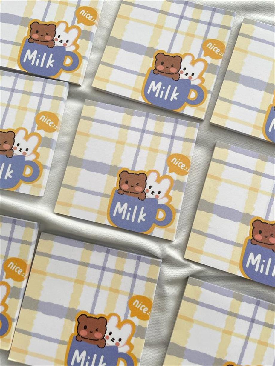 Cute Milk Memo Pad Kare Not Defteri
