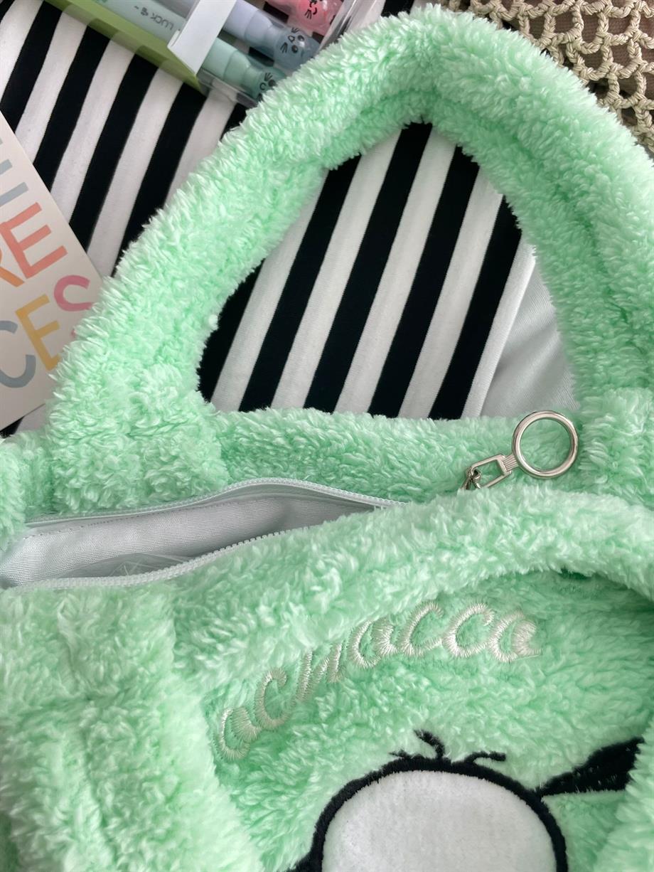 Cute Pocha Su Yeşili Peluş Çanta