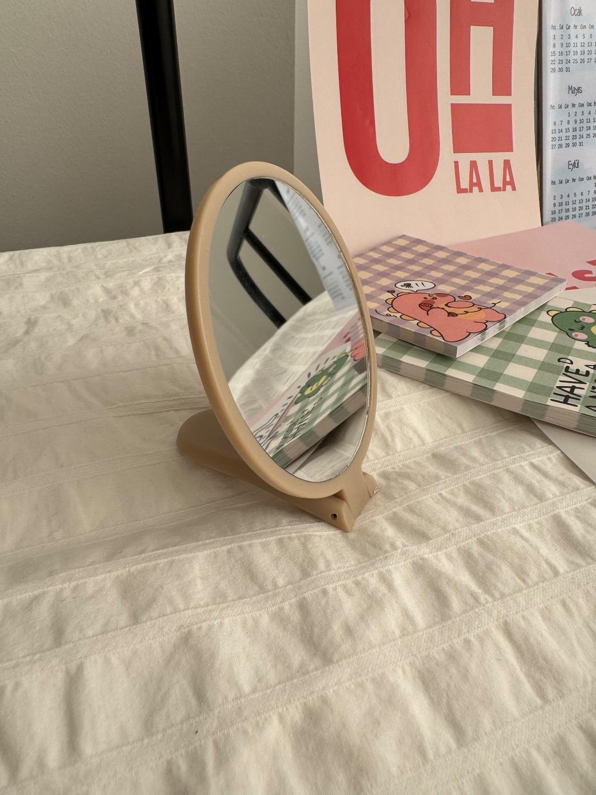 Cute Sleep Pati Detaylı El ve Masa Aynası