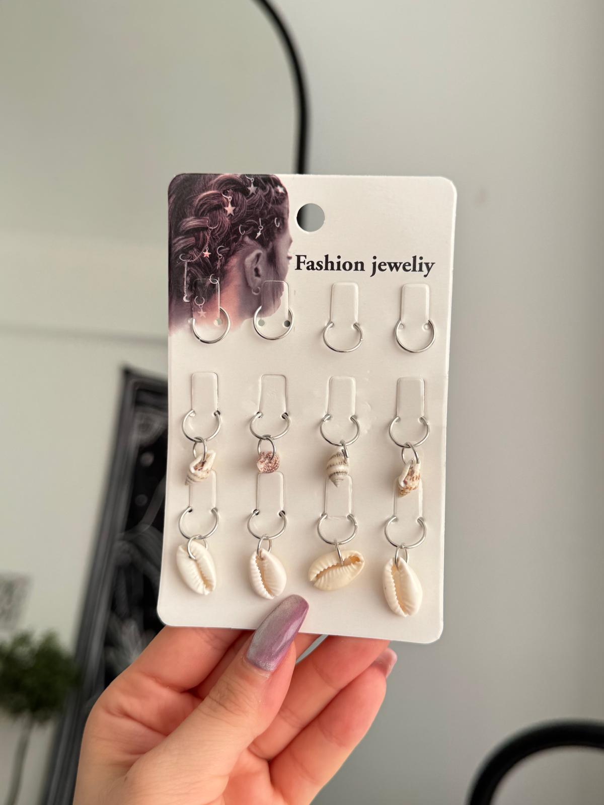 Deniz Kabuğu 12li Saç Küpesi