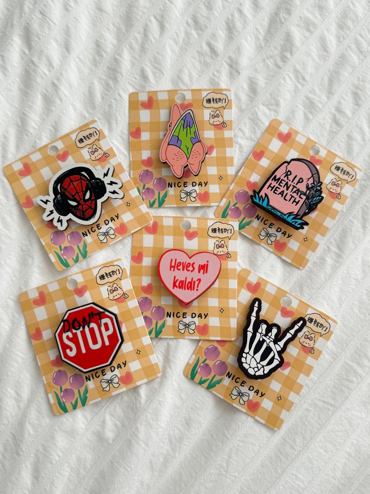 Dont Stop 6lı Ahşap Rozet Seti