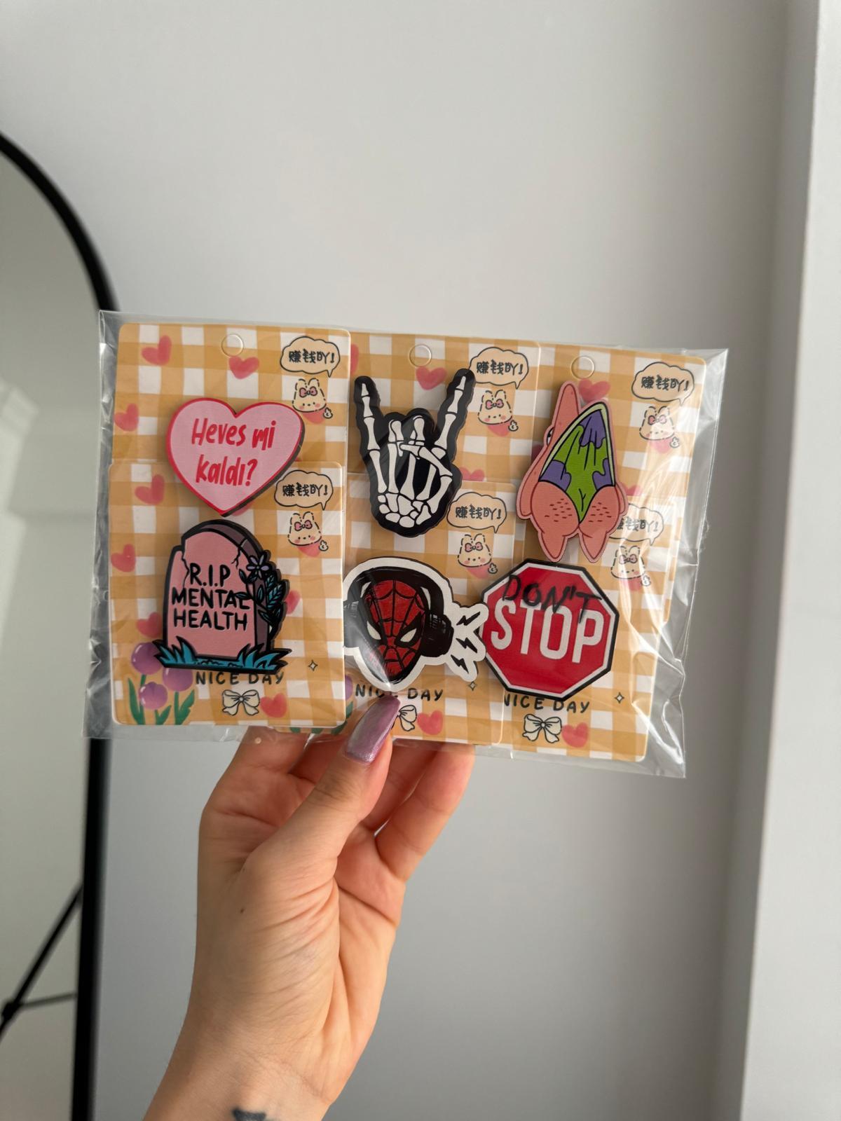 Dont Stop 6lı Ahşap Rozet Seti