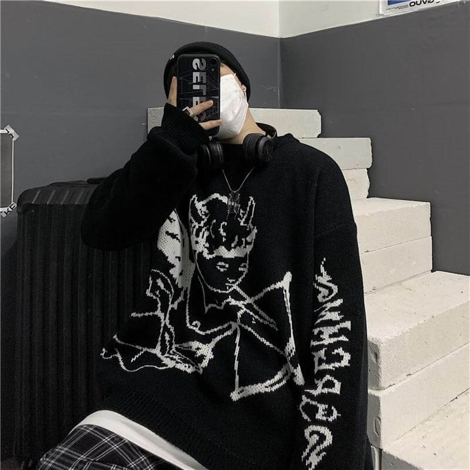 Eros Siyah Oversize Kazak