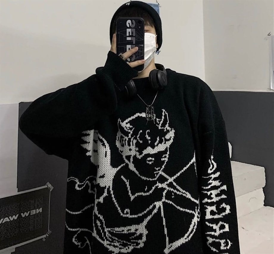 Eros Siyah Oversize Kazak
