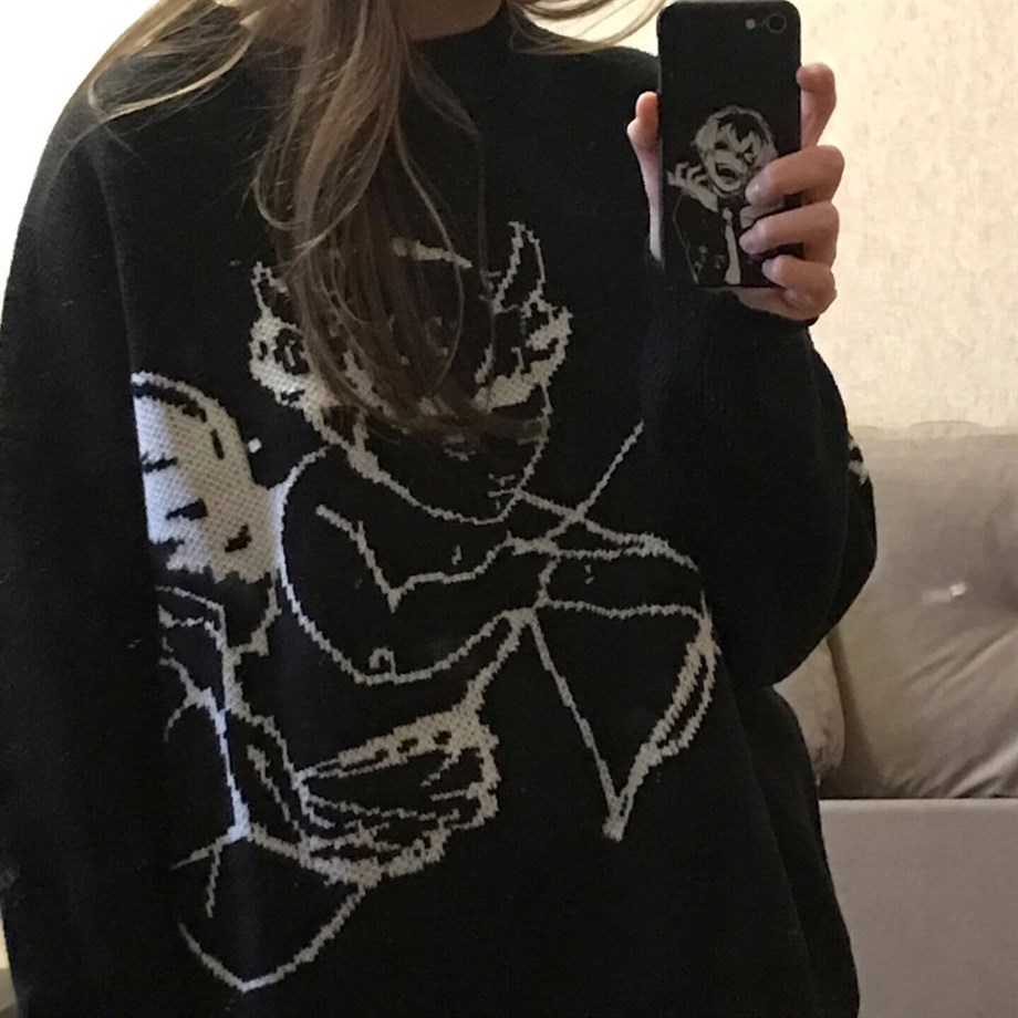 Eros Siyah Oversize Kazak
