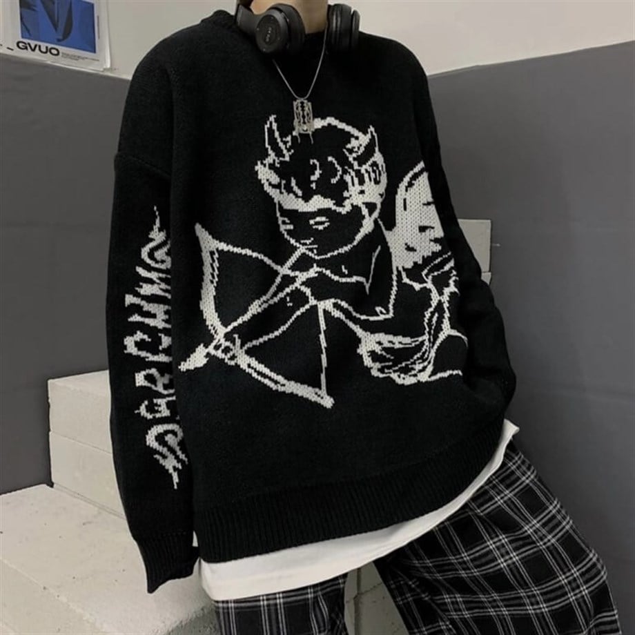 Eros Siyah Oversize Kazak