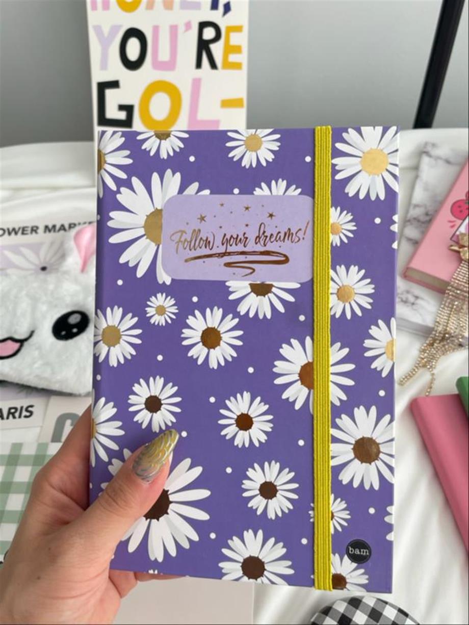 Follow Your Dreams Lastikli Sert Kapak Defter