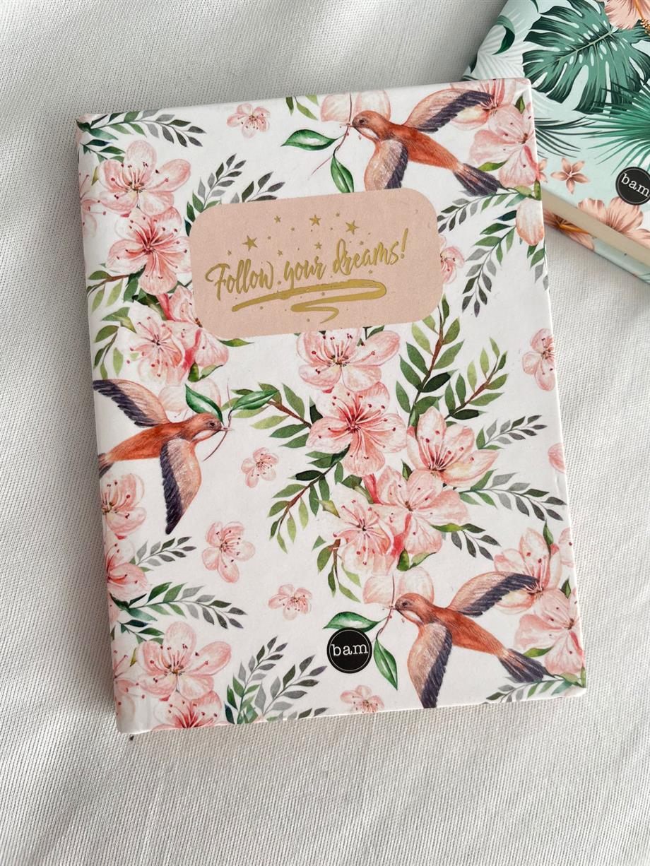Follow Your Dreams Sert Kapaklı Lastikli Mini Defter