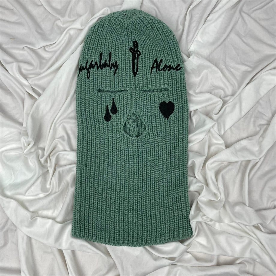 Gangsta Ski Mask Kalp ve Gözyaşı Kar Maskesi Mint Yeşili