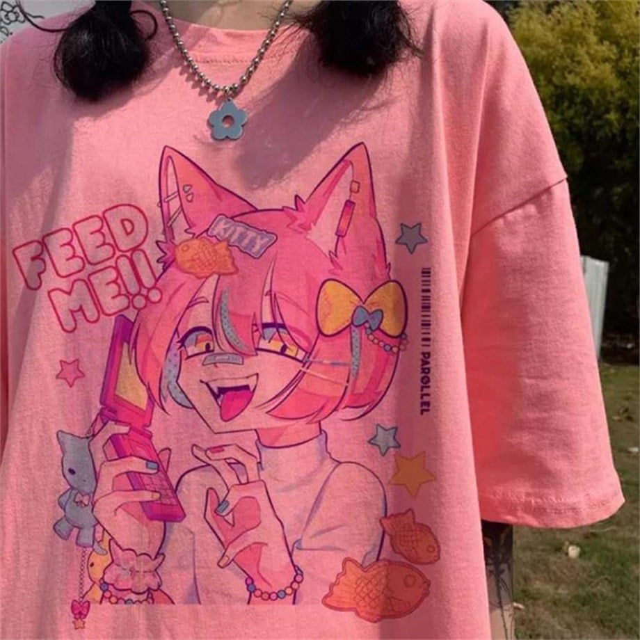 Girl Feed Me Pembe Unisex T-shirt