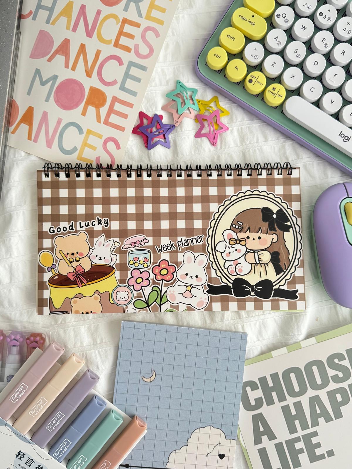 Good Lucky Kawaii Tasarımlı Klavye Önü Haftalık Planlayıcı