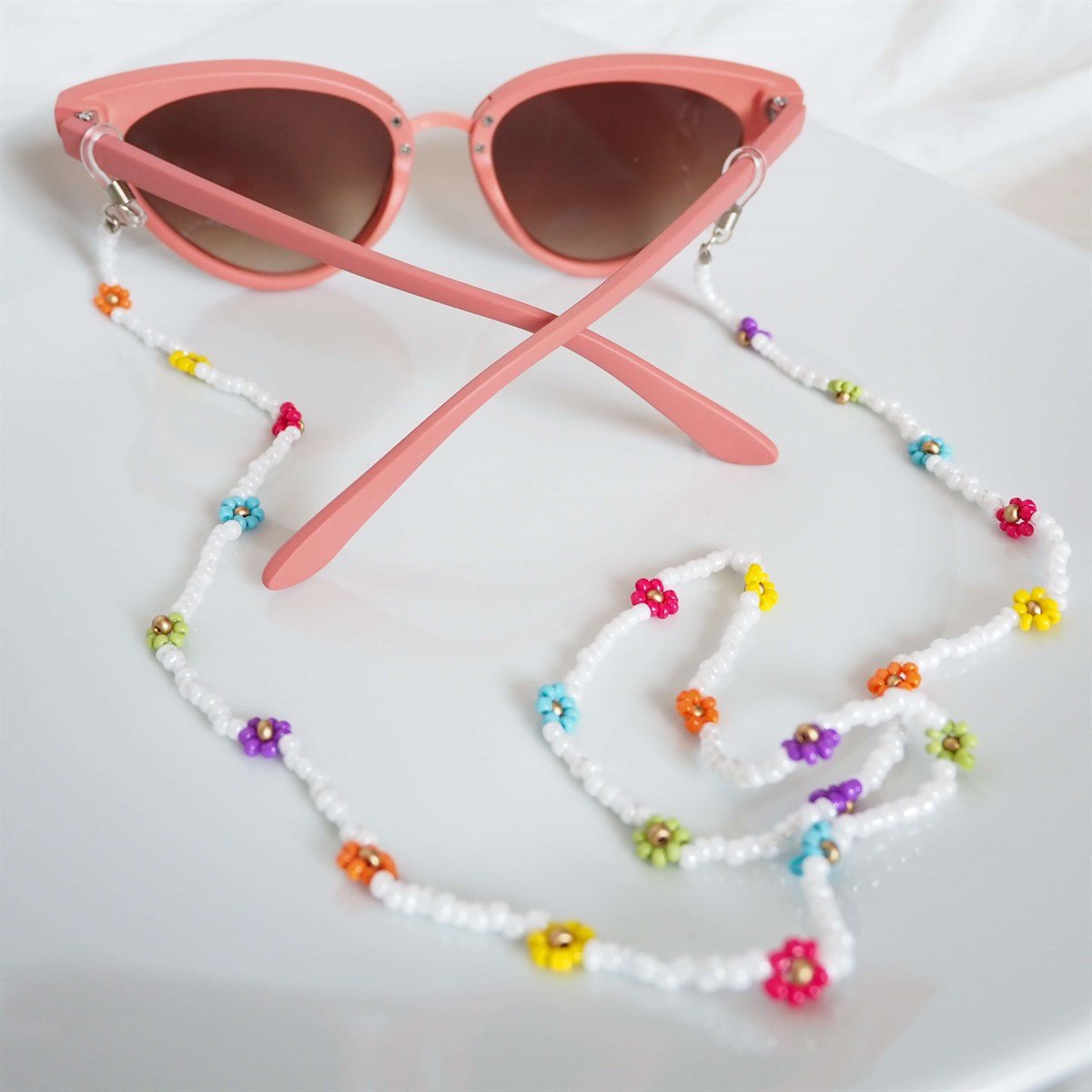 Gözlük Askısı Beyaz Papatya I Handmade