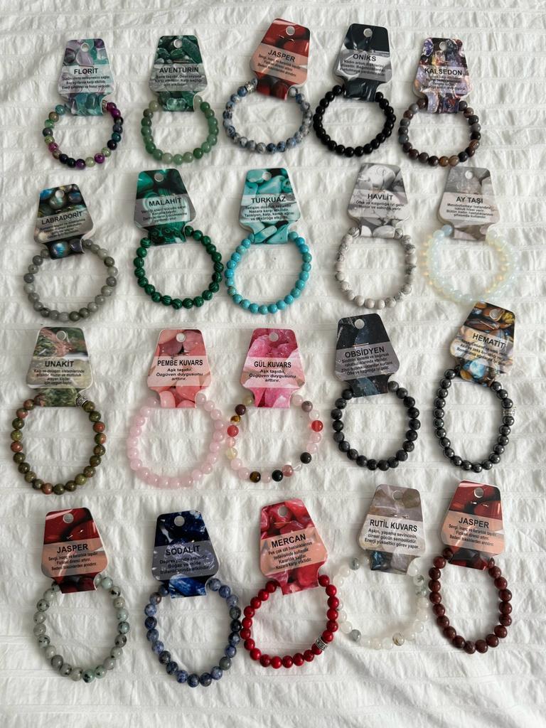 Gül Kuvars Doğal Taş Bileklik 8mm