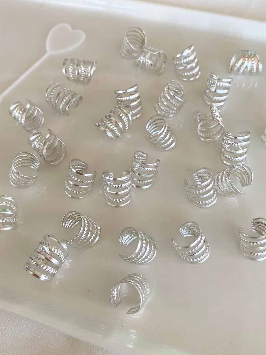 Gümüş Renk Saç Küpesi Seti