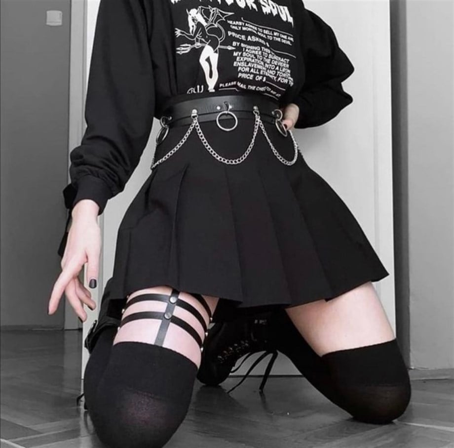 Halkalı Zincirli Suni Deri Kemer