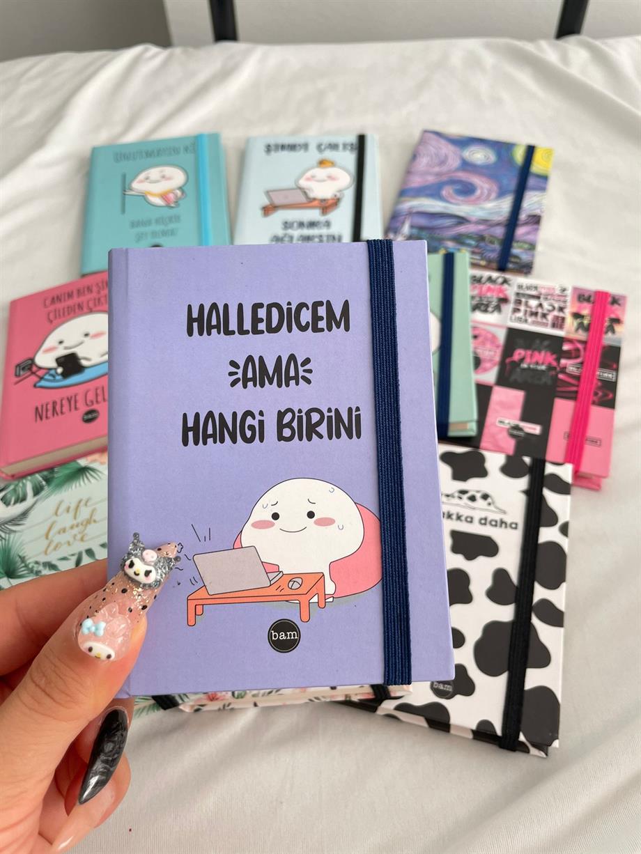Halledicem Ama Hangi Birini Sert Kapaklı Lastikli Mini Defter