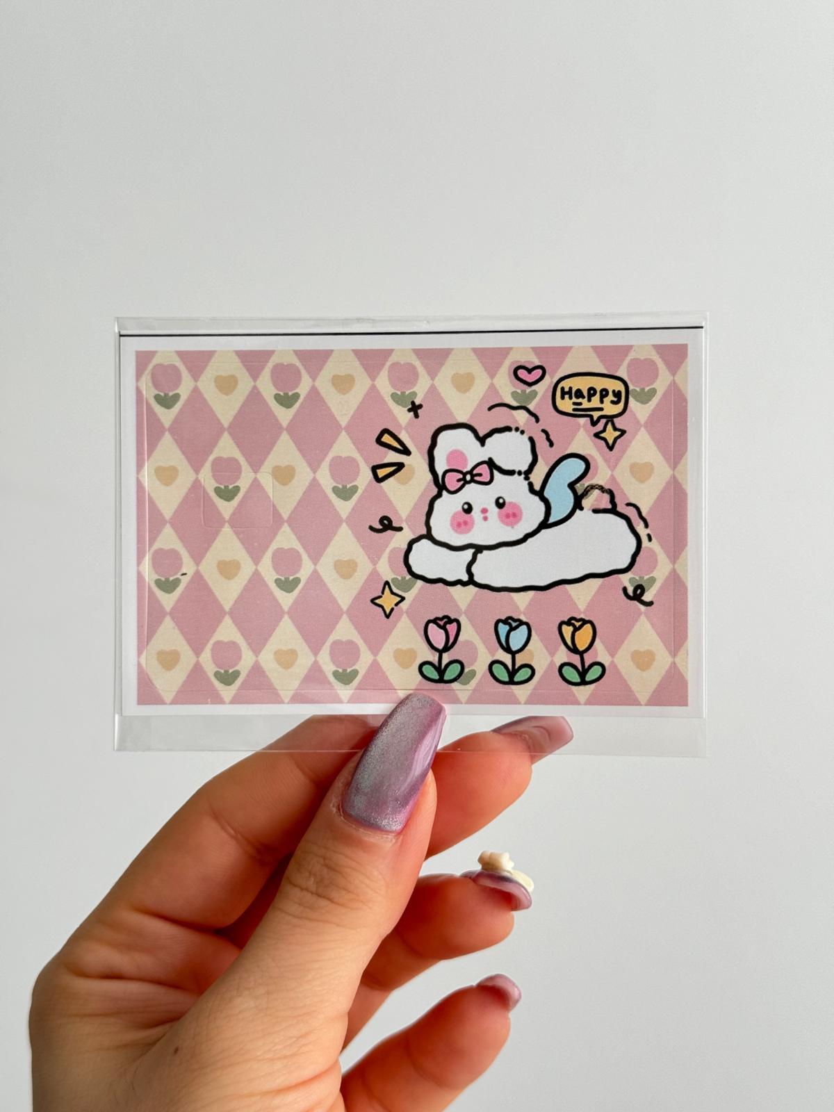 Happy Bunny Kart Kaplama Sticker