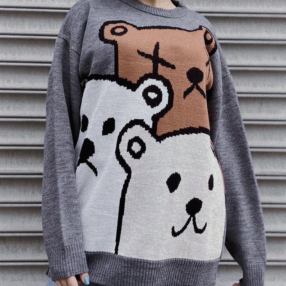 Harajuku Cute Bears Oversize Kazak