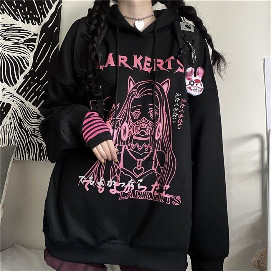 Harajuku Demon Slayer Nezuko Kapşonlu Sweatshirt