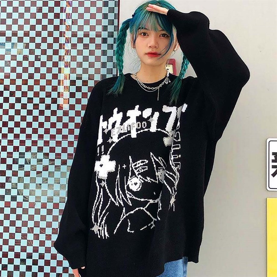 Harajuku Japanese Anime Girl Oversize Kazak