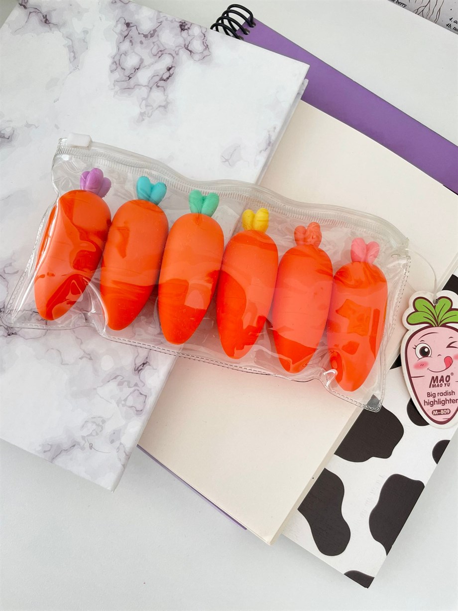 Havuç 6'lı Fosforlu Kalem seti