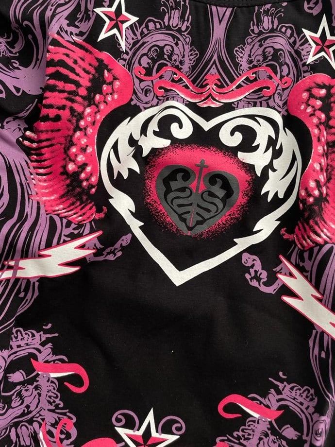 Heart And Star Uzun Kollu Crop Bluz