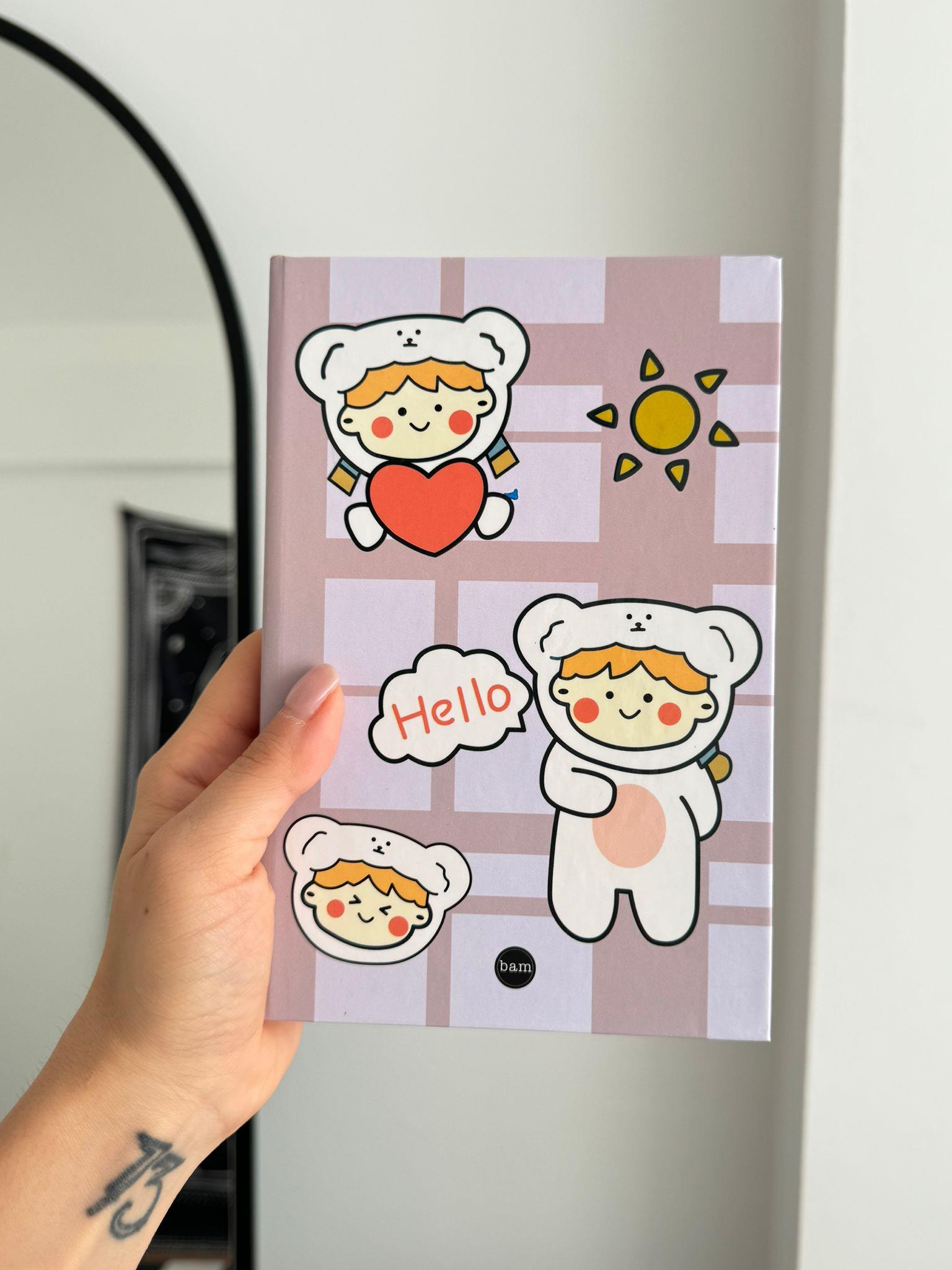 Hello Cute Girl Lastikli Sert Kapak Defter