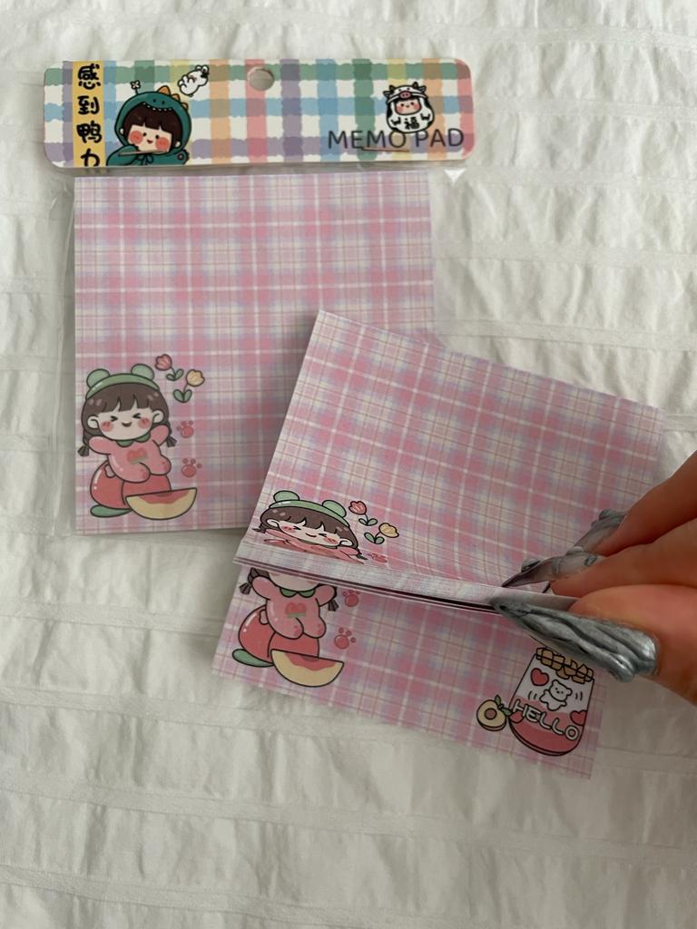 Hello Kawaii Girl Memo Pad Kare Not Defteri
