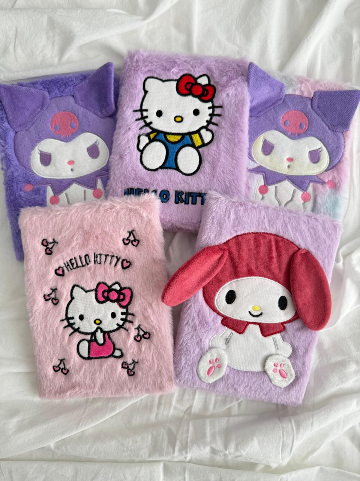Hello Kitty Mor Peluş Çizgili Defter