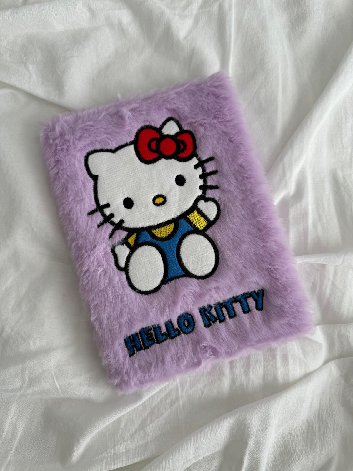 Hello Kitty Mor Peluş Çizgili Defter