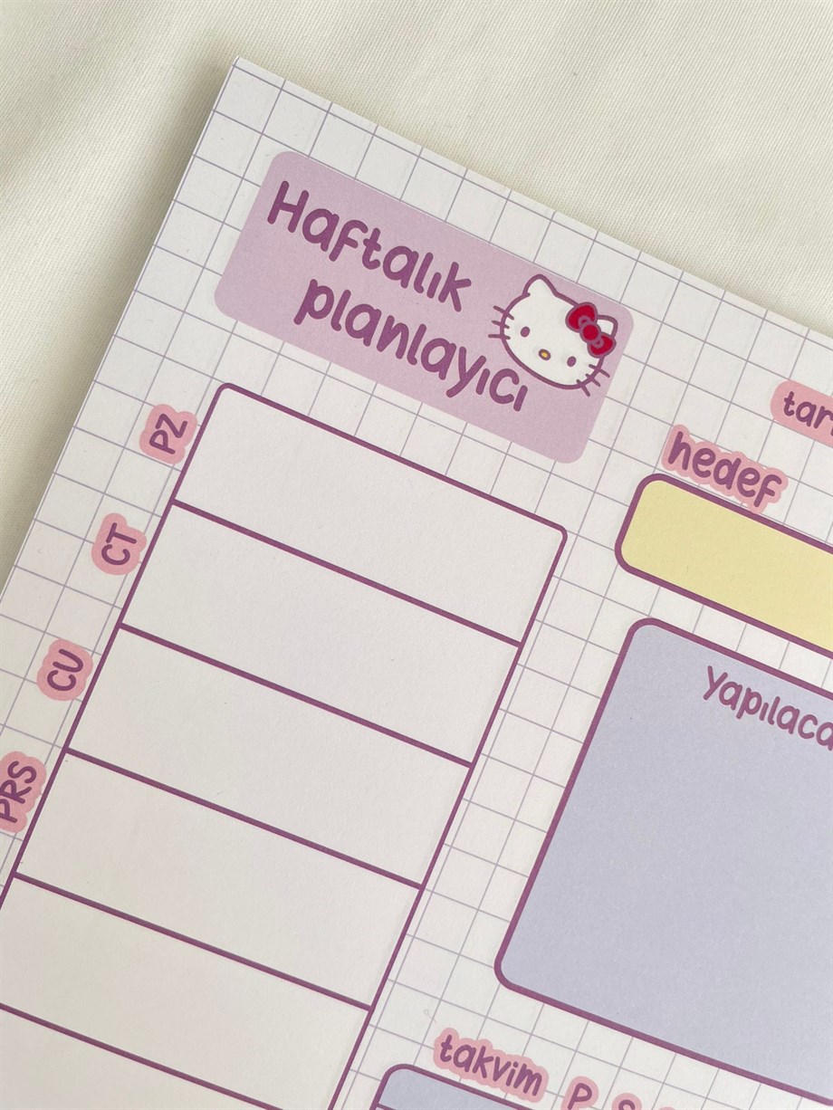 Hello Kitty Purple A4 Haftalık planlayıcı