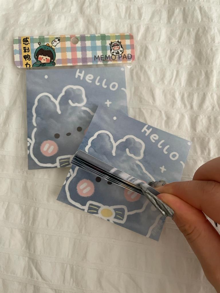 Hello Sky Rabbit Memo Pad Kare Not Defteri