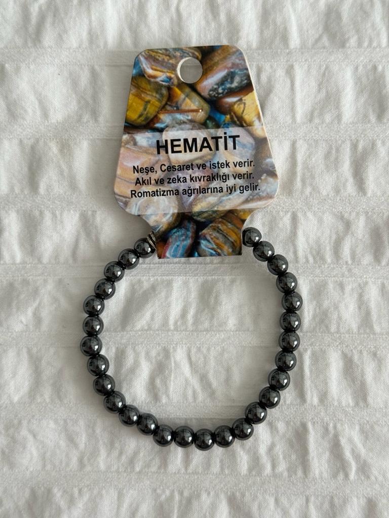 Hematit Doğal Taş Bileklik 6mm