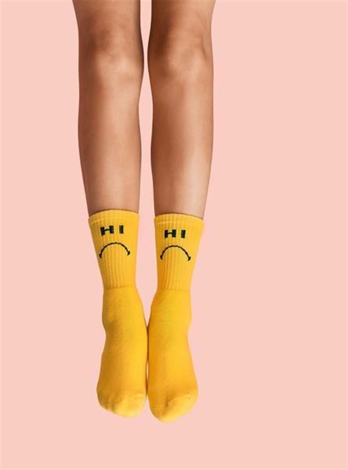 Hi Bye Sarı Çizgili Çorap