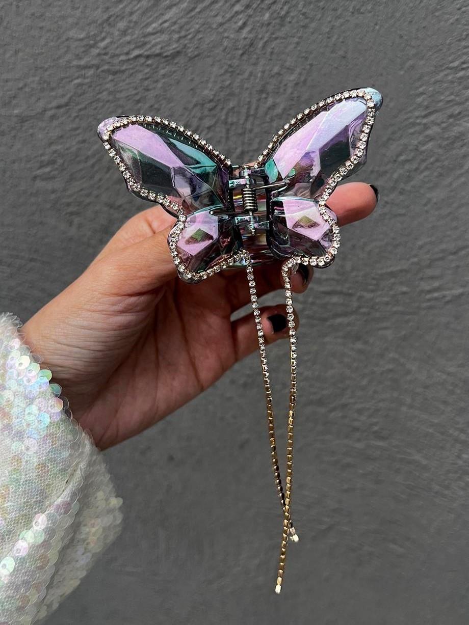 Hologram Kelebek Figürlü Sallantılı Mandal Toka