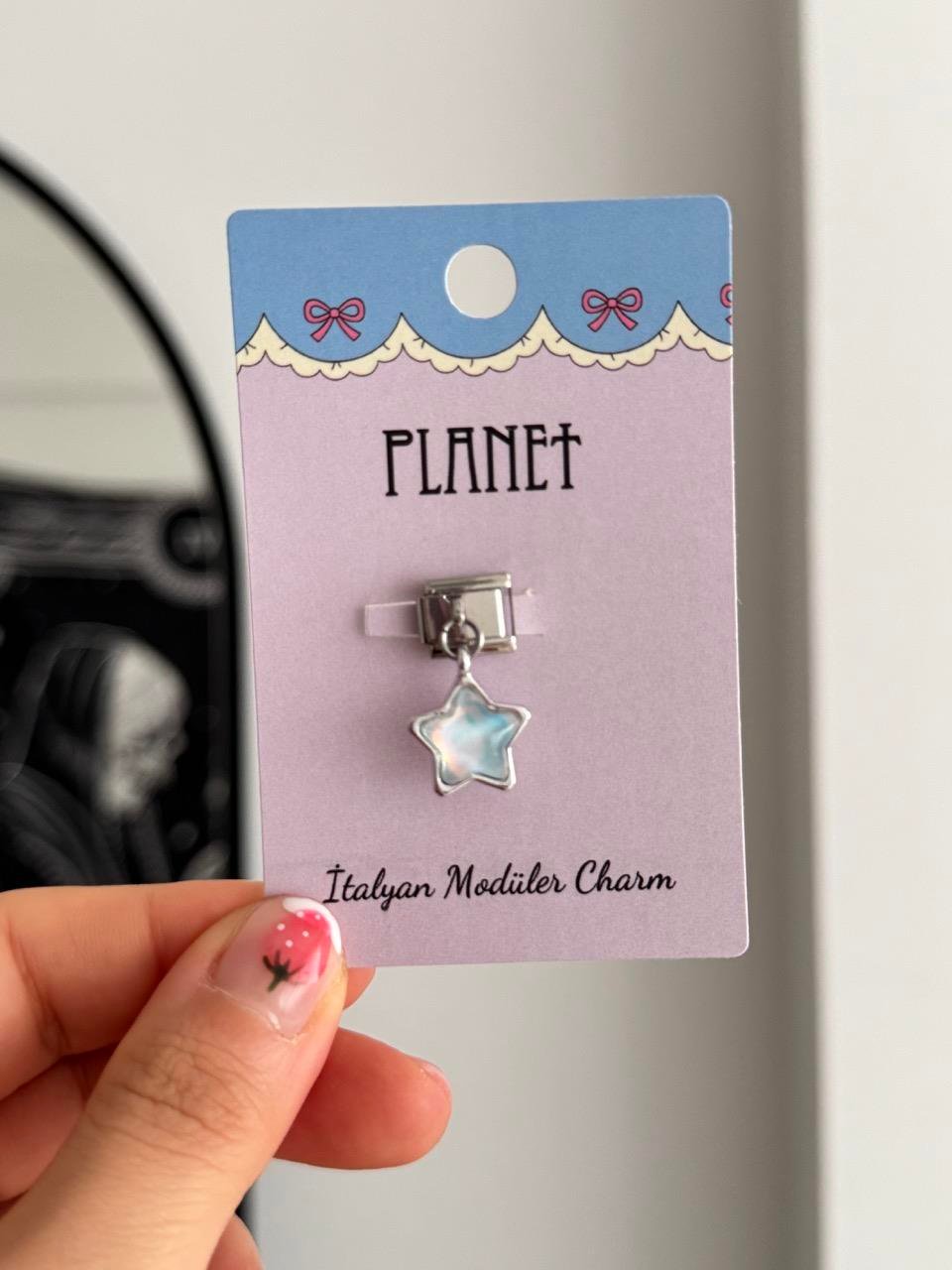 Hologram Yıldız Sallantılı Kartlı İtalyan Charm