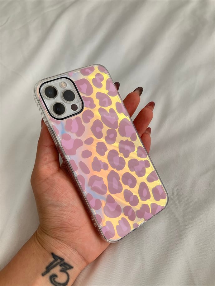 Hologramlı Pembe Leopar Iphone Kılıf