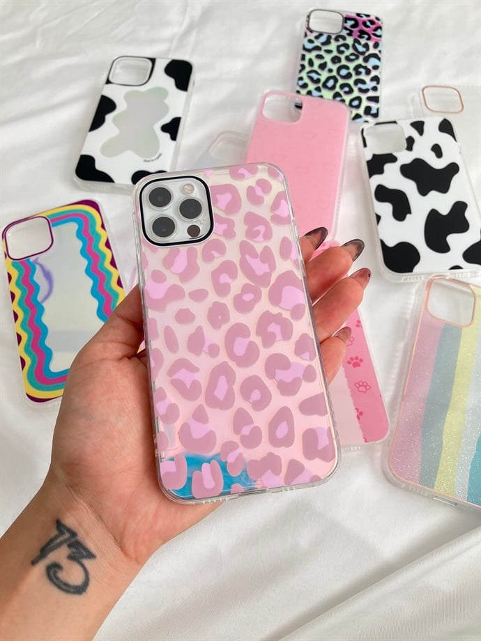 Hologramlı Pembe Leopar Iphone Kılıf