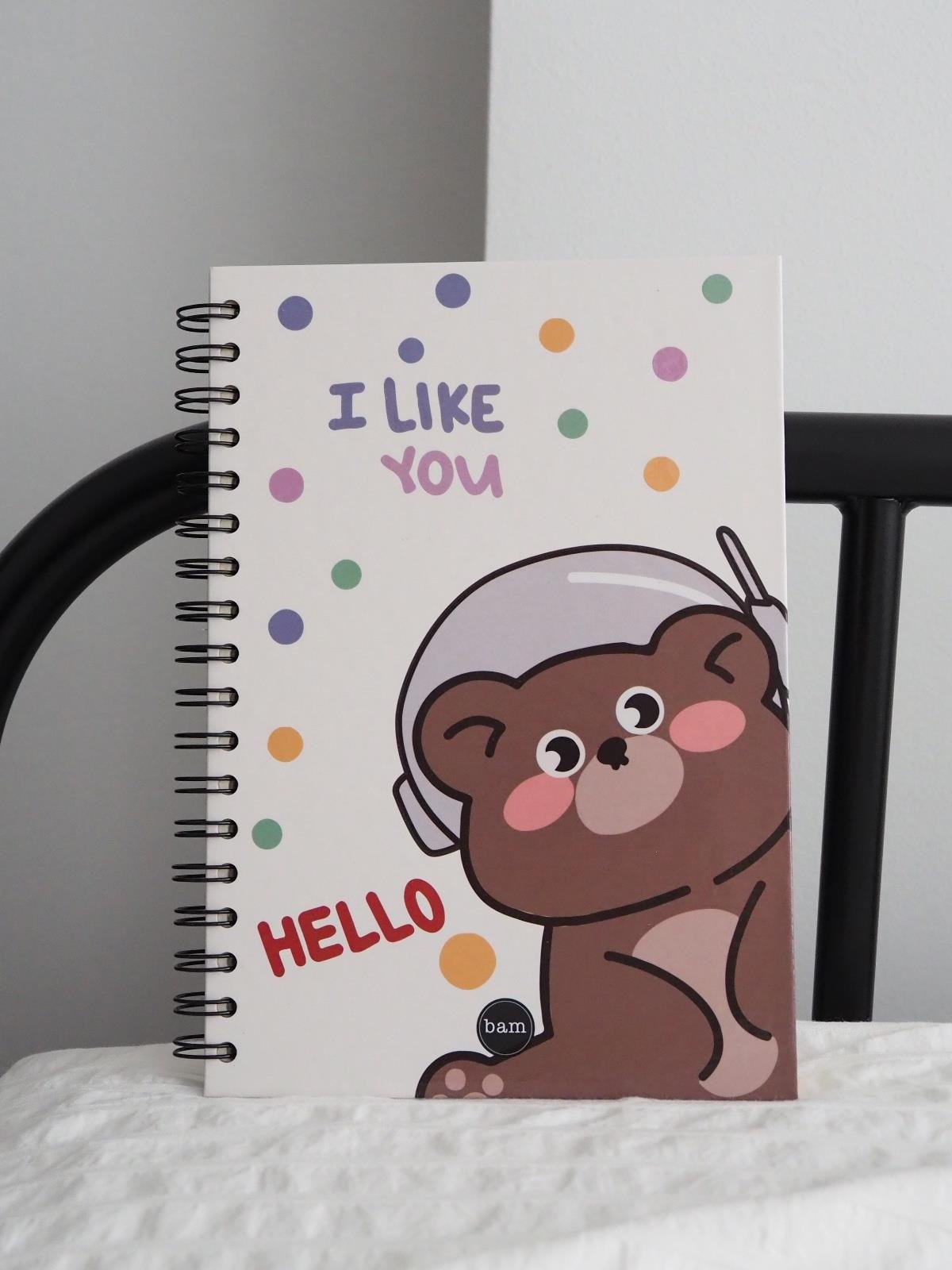 I Like You Bear Tasarımlı Spiralli Defter
