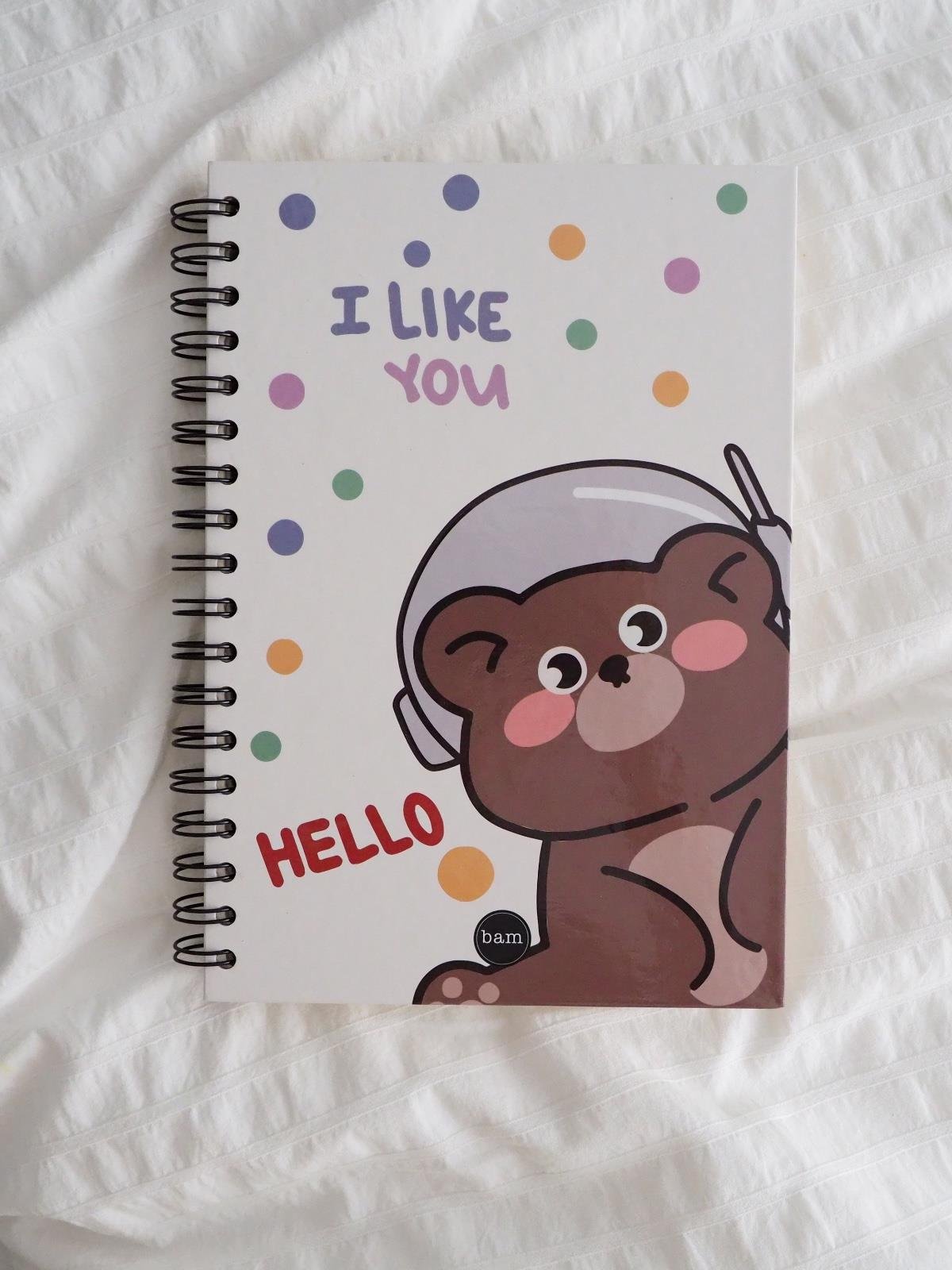 I Like You Bear Tasarımlı Spiralli Defter
