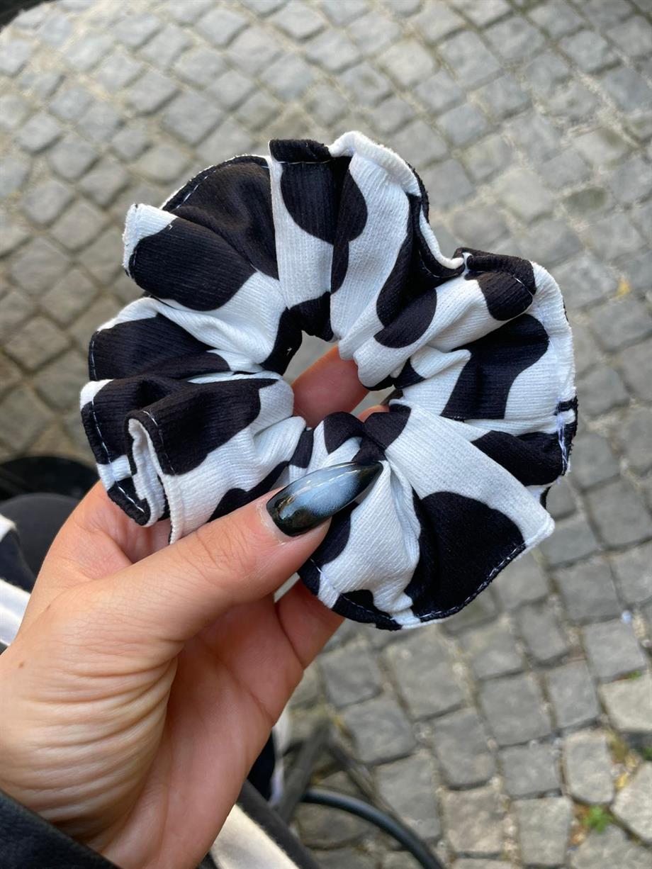 İnek Desen Scrunchie Lastik Toka